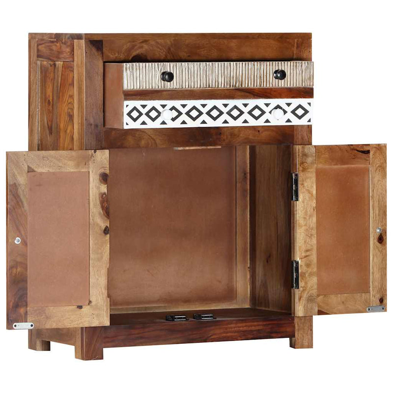 Dulap lateral, 60 x 30 x 75 cm, lemn masiv de acacia