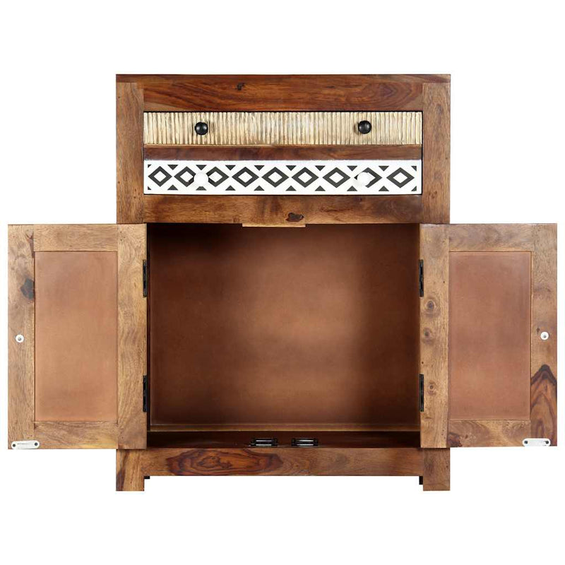 Dulap lateral, 60 x 30 x 75 cm, lemn masiv de acacia