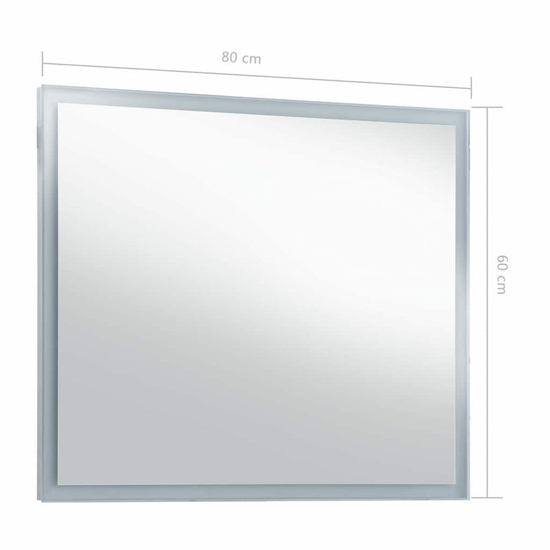 Oglindă cu LED de perete pentru baie, 80 x 60 cm