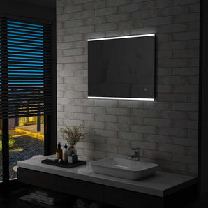 Oglindă cu LED de perete de baie, cu senzor tactil, 80 x 60 cm