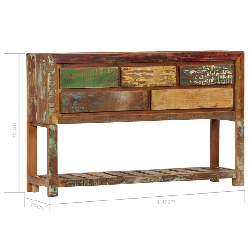 Servantă, 120 x 30 x 75 cm, lemn masiv reciclat
