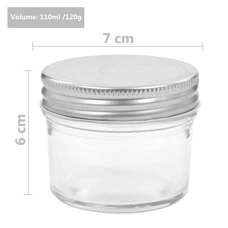 Borcane din sticlă pentru gem cu capac argintiu 24 buc. 110 ml
