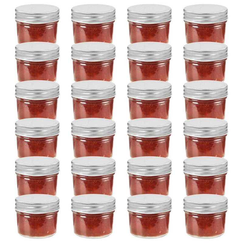 Borcane din sticlă pentru gem cu capac argintiu 24 buc. 110 ml