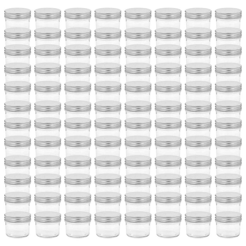 Borcane din sticlă pentru gem, capace argintii, 96 buc, 110 ml