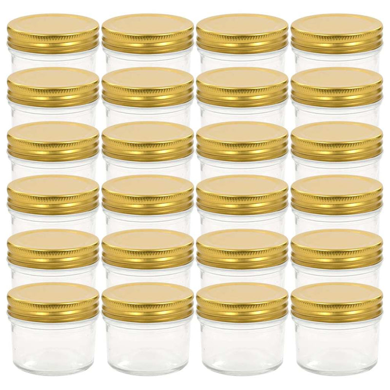 Borcane din sticlă pentru gem cu capac auriu 24 buc. 110 ml