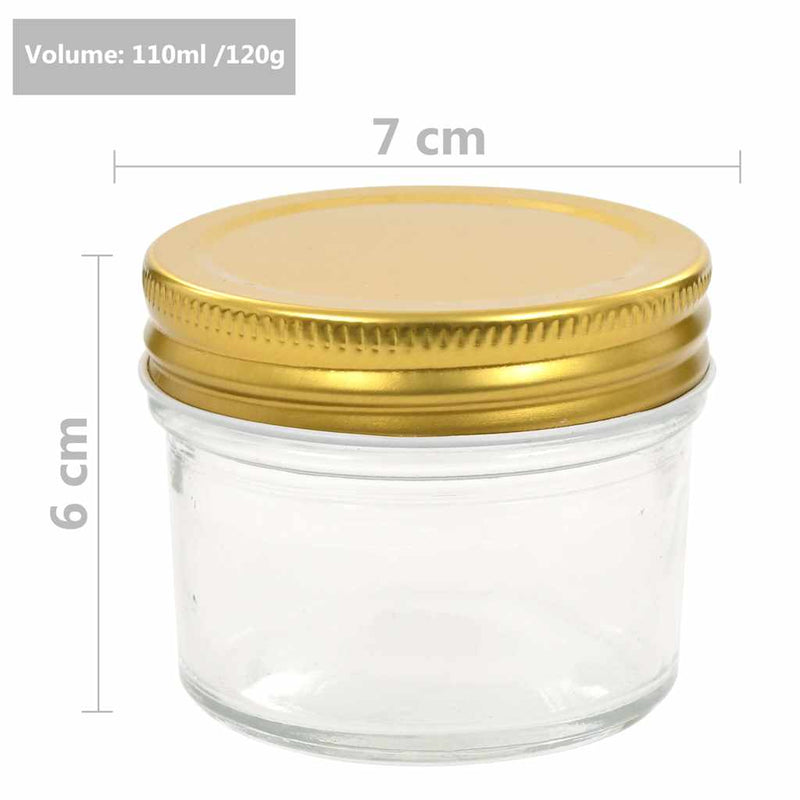 Borcane din sticlă pentru gem cu capac auriu 24 buc. 110 ml