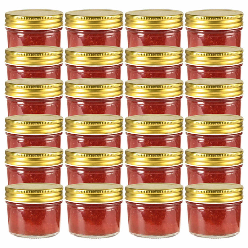 Borcane din sticlă pentru gem cu capac auriu 24 buc. 110 ml