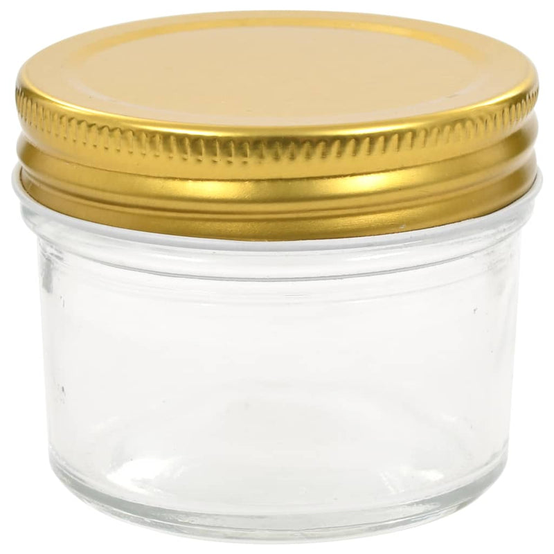 Borcane din sticlă pentru gem, capace aurii, 48 buc, 110 ml