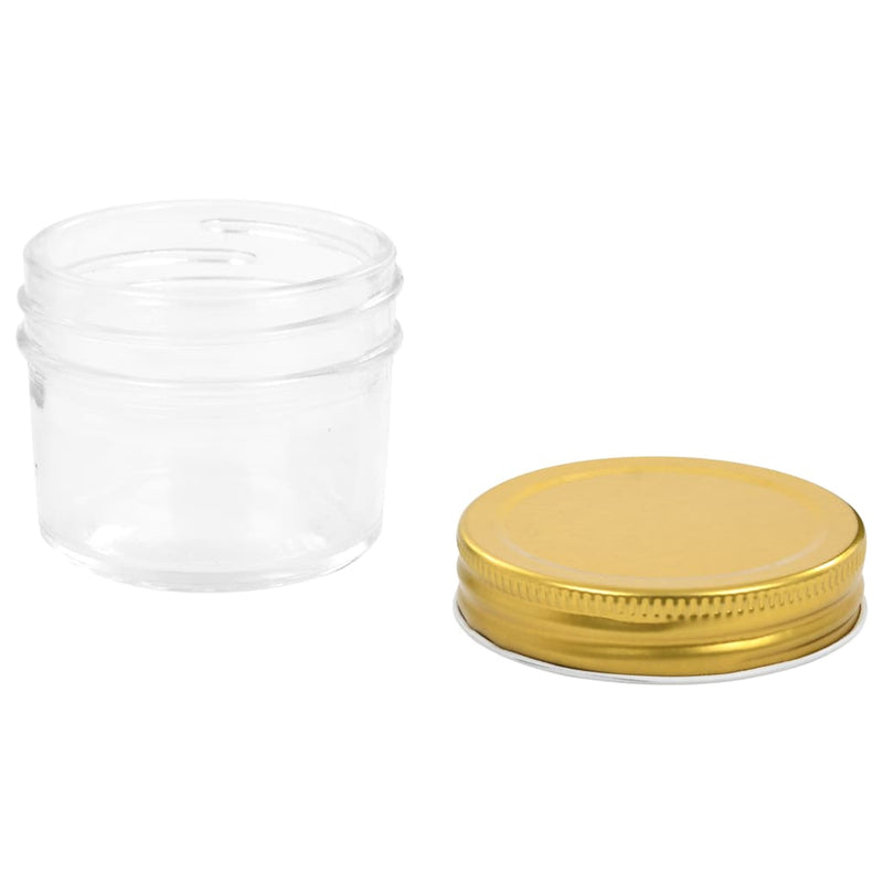 Borcane din sticlă pentru gem, capace aurii, 48 buc, 110 ml