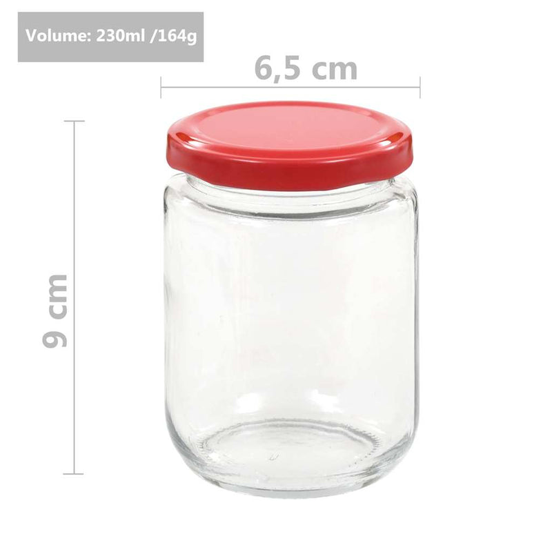 Borcane din sticlă pentru gem, capac roșu, 48 buc., 230 ml