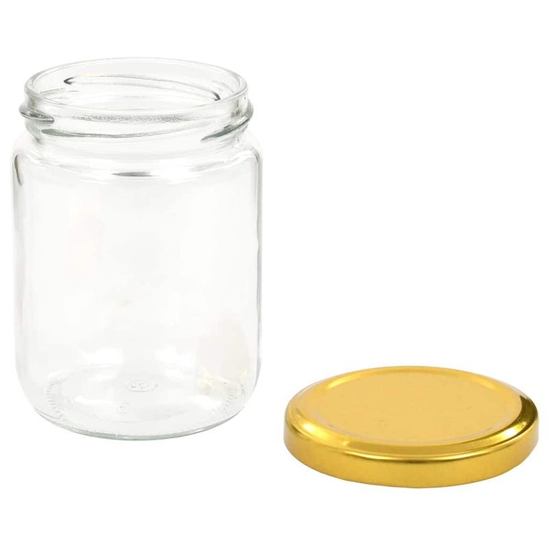Borcane din sticlă pentru gem, capace aurii, 96 buc., 230 ml