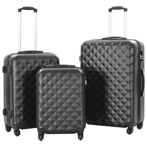 Set valiză carcasă rigidă, 3 buc., negru, ABS
