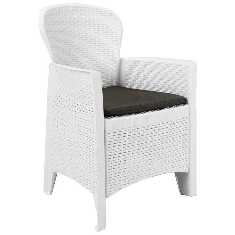 Set mobilier de exterior 5 piese alb plastic aspect ratan