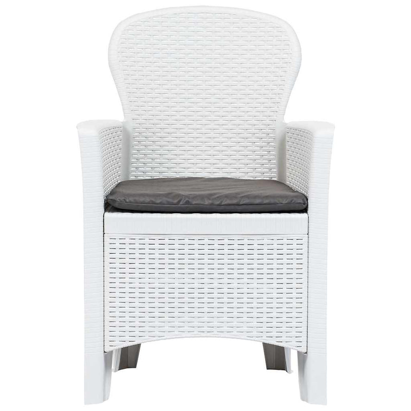 Set mobilier de exterior, 7 piese, alb, plastic, aspect ratan