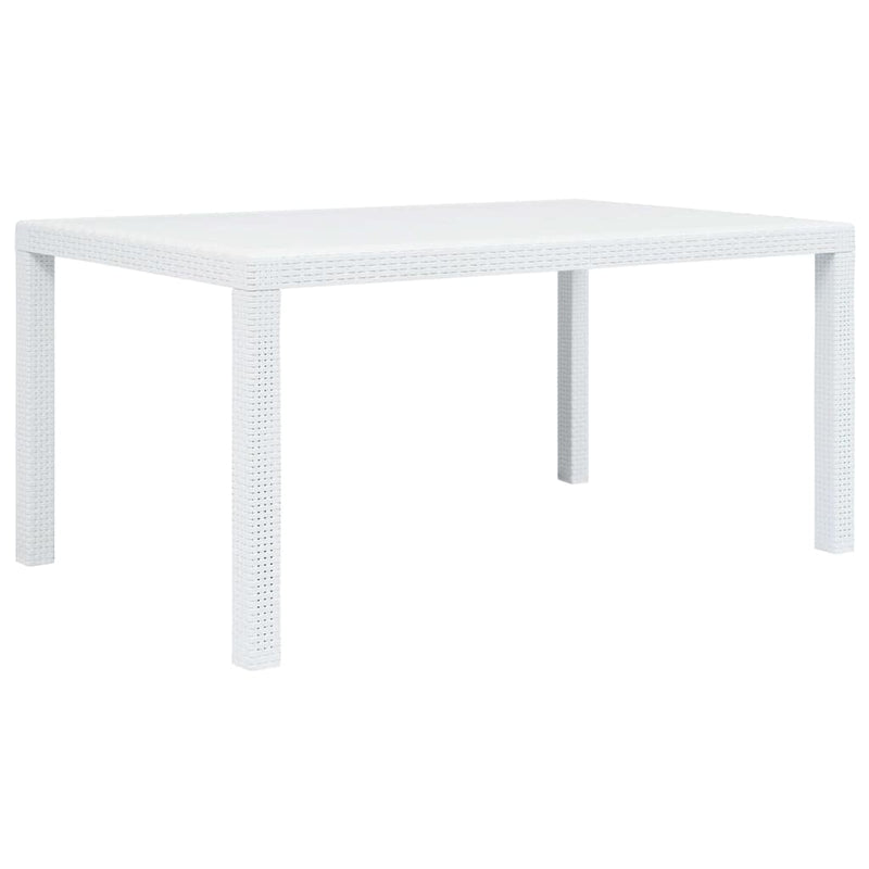 Set mobilier de exterior, 7 piese, alb, plastic, aspect ratan