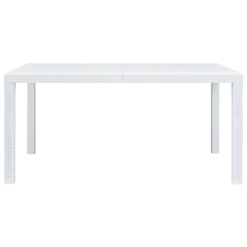 Set mobilier de exterior, 7 piese, alb, plastic, aspect ratan