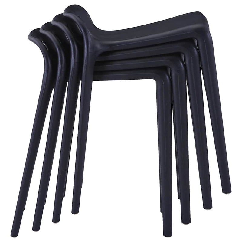 Scaune stivuibile 4 buc., negru, plastic