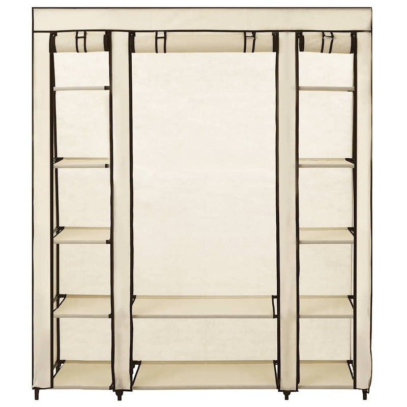Șifonier cu bare și compartimente, crem, 150x45x176 cm, textil