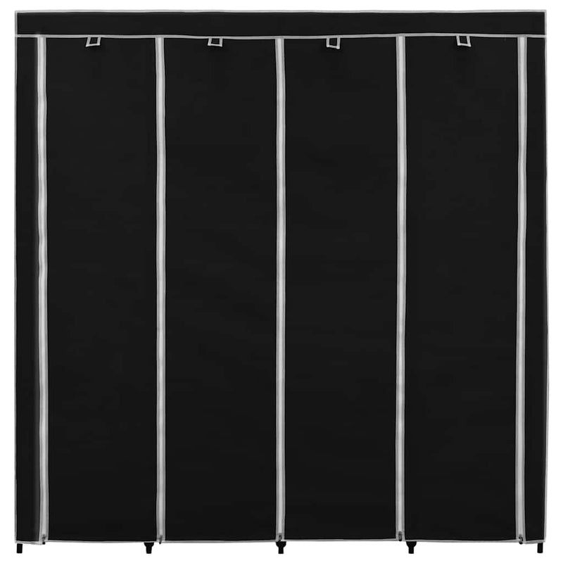 Șifonier cu 4 compartimente, negru, 175 x 45 x 170 cm