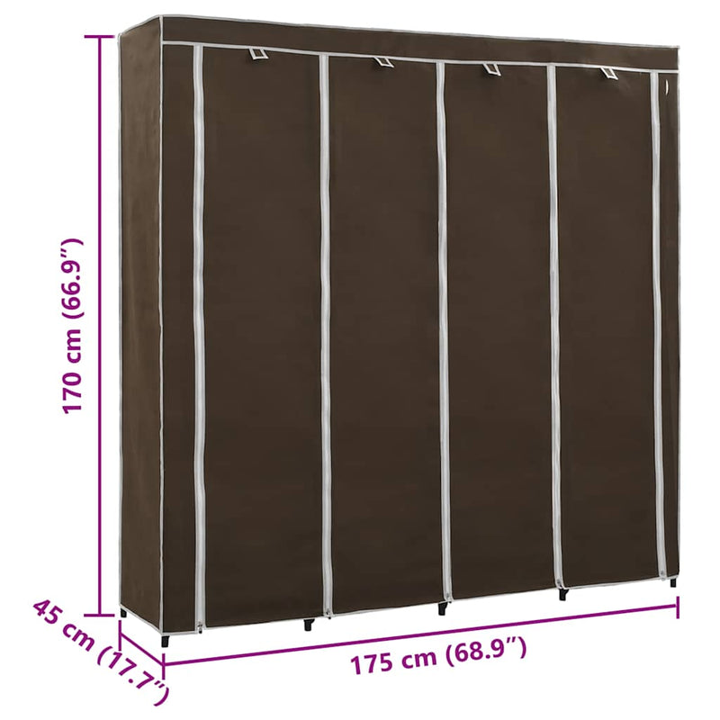 Șifonier cu 4 compartimente, maro, 175x45x170 cm