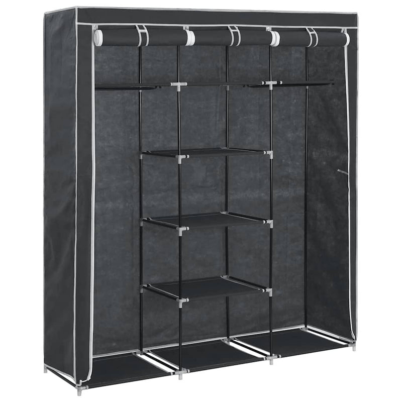 Dulap cu bare și compartimente, negru, 150x45x175 cm