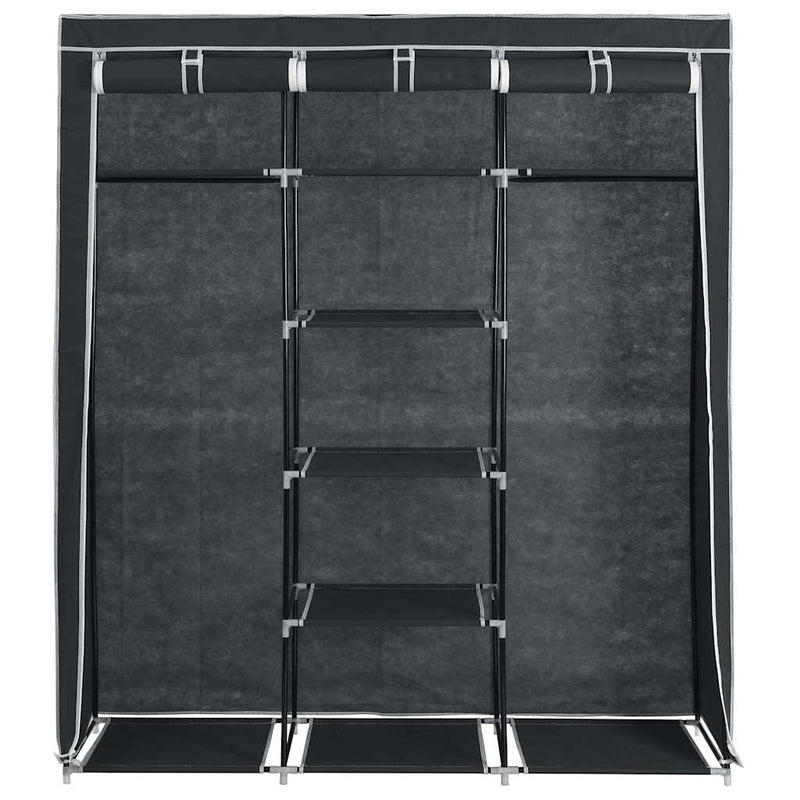 Dulap cu bare și compartimente, negru, 150x45x175 cm