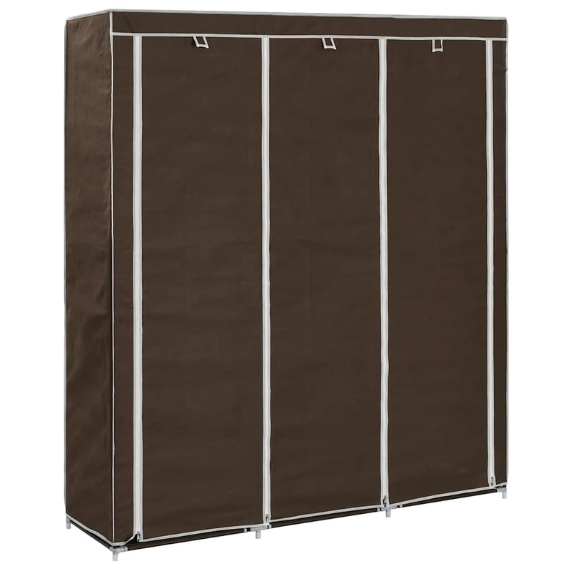 Dulap cu bare și compartimente, maro, 150x45x175 cm, textil
