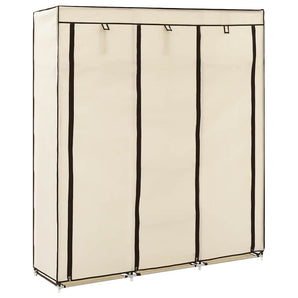 Șifonier cu compartimente și bare, crem, 150x45x175 cm, textil