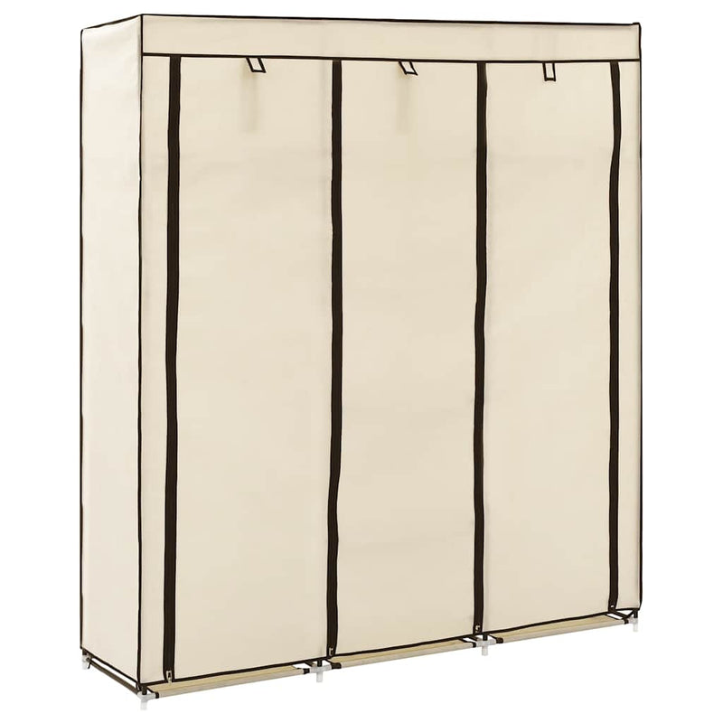 Șifonier cu compartimente și bare, crem, 150x45x175 cm, textil
