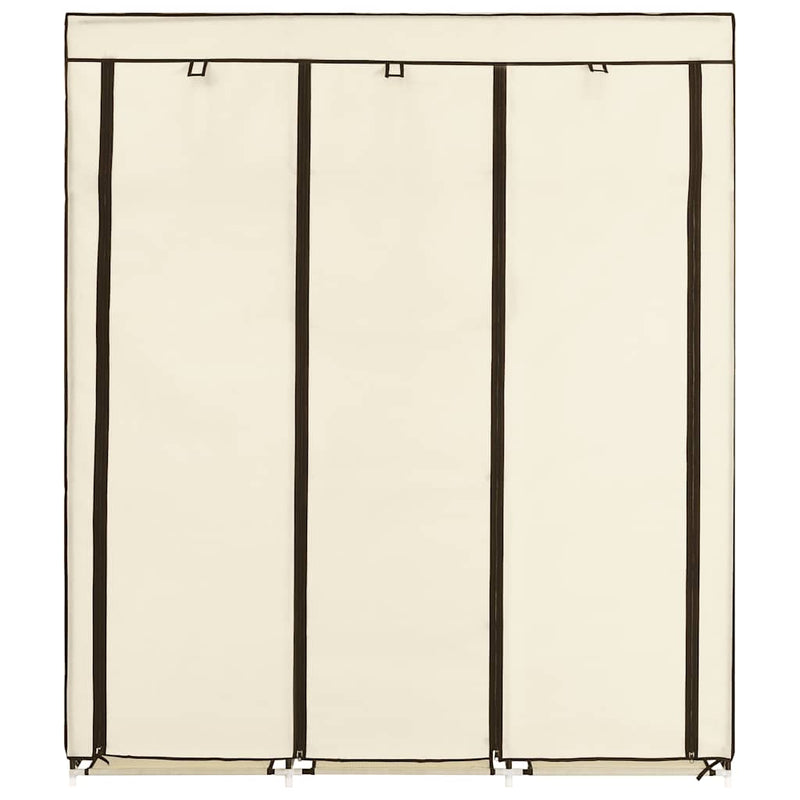 Șifonier cu compartimente și bare, crem, 150x45x175 cm, textil