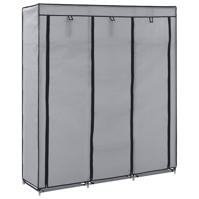 Șifonier cu bare și compartimente, gri, 150x45x175 cm, textil