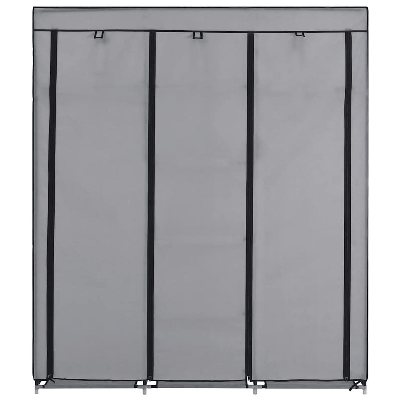 Șifonier cu bare și compartimente, gri, 150x45x175 cm, textil