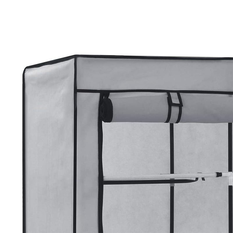 Șifonier cu bare și compartimente, gri, 150x45x175 cm, textil