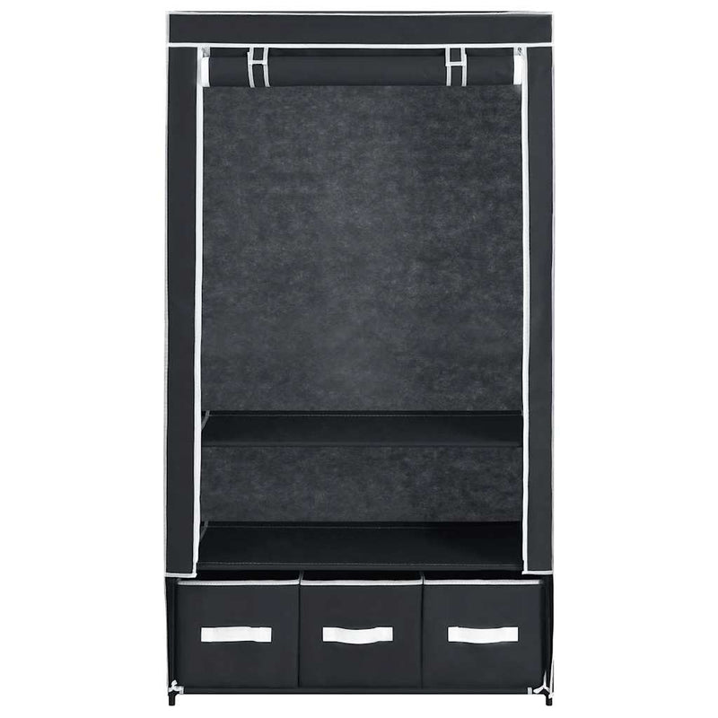 Șifonier, negru, 87 x 49 x 159 cm, material textil