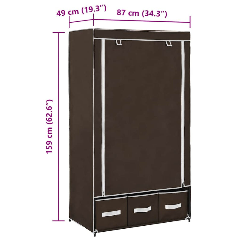 Șifonier, maro, 87 x 49 x 159 cm, material textil