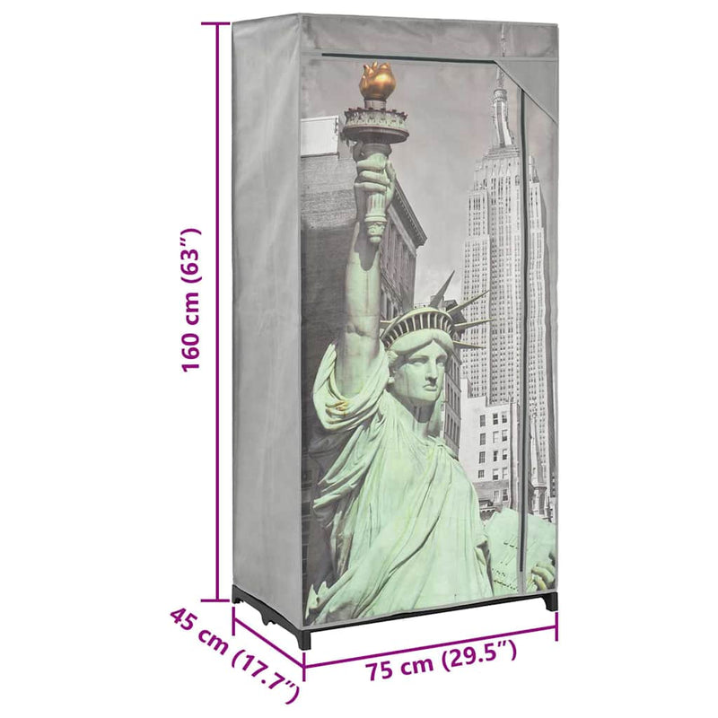 Șifonier New York, 75 x 45 x 160 cm, material textil