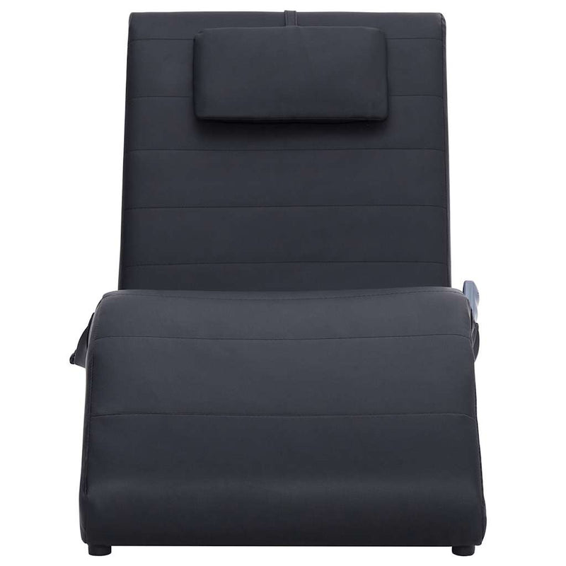Șezlong de masaj cu pernă, negru, piele artificială