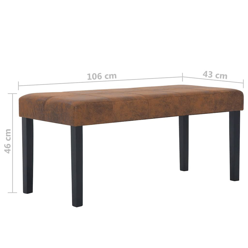 Bancă, maro, 106 cm, piele întoarsă ecologică
