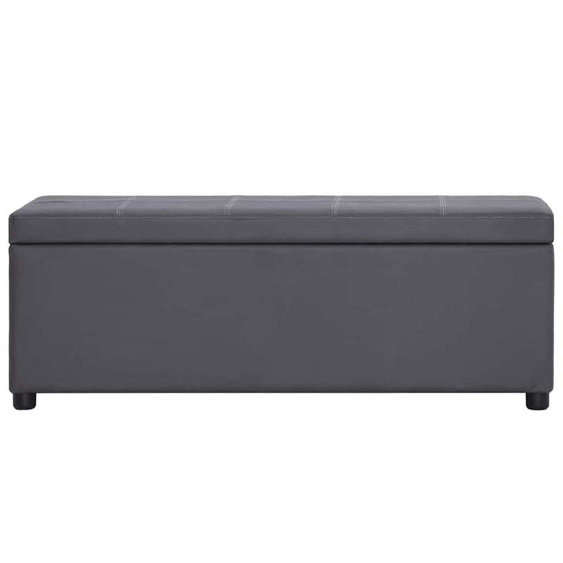 Banchetă cu zonă de depozitare, gri, 116 cm, piele ecologică