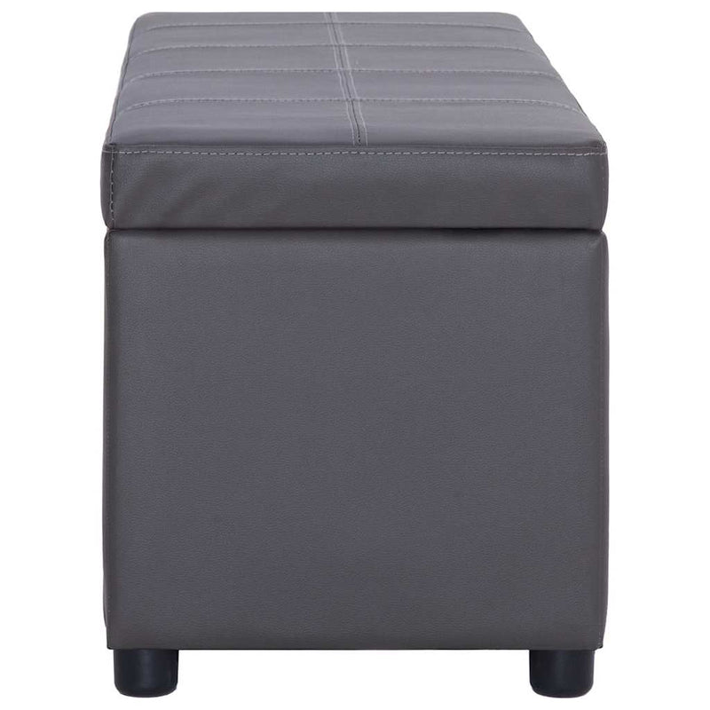 Banchetă cu zonă de depozitare, gri, 116 cm, piele ecologică