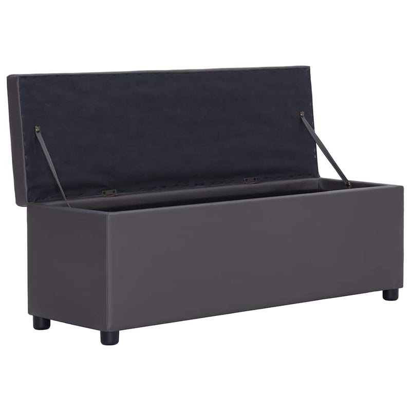 Banchetă cu zonă de depozitare, gri, 116 cm, piele ecologică
