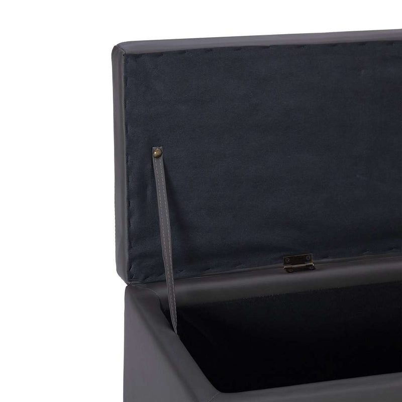 Banchetă cu zonă de depozitare, gri, 116 cm, piele ecologică