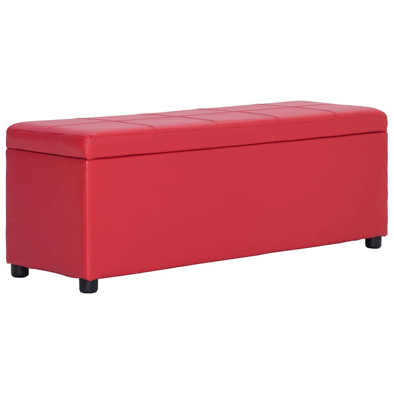 Bancă, compartiment de depozitare, roșu, 116 cm piele ecologică