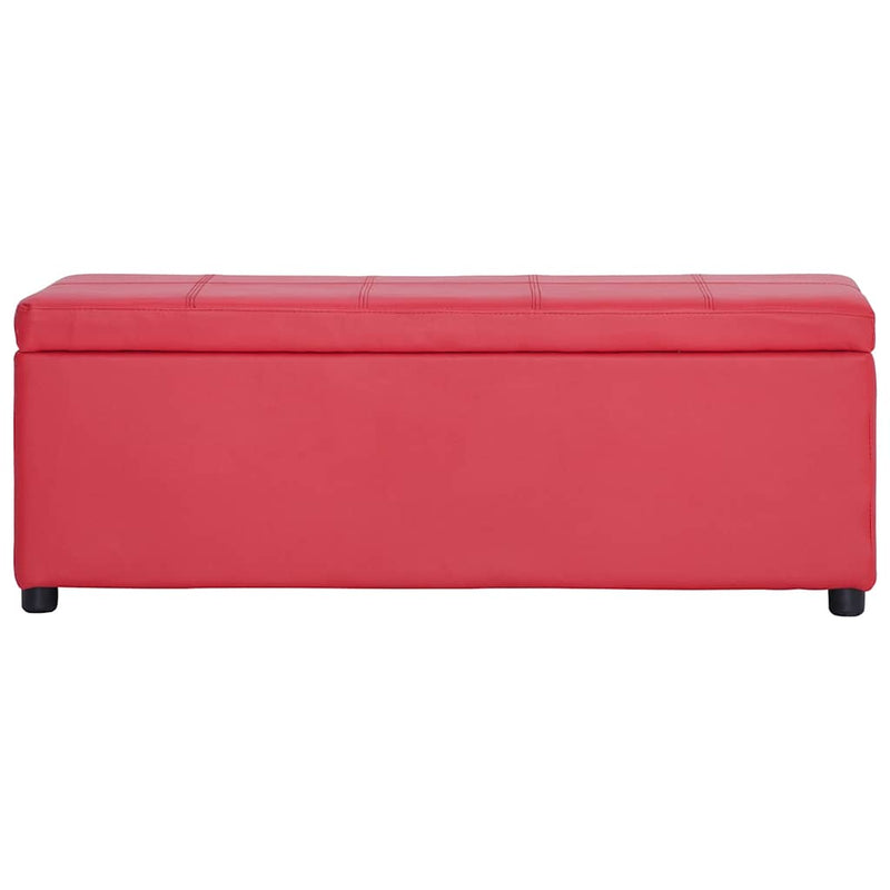 Bancă, compartiment de depozitare, roșu, 116 cm piele ecologică