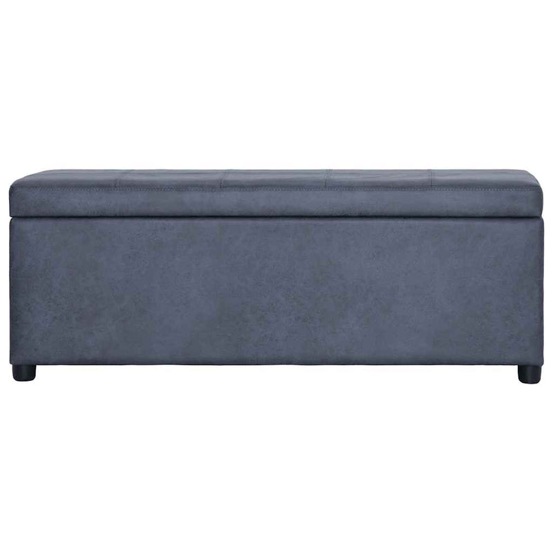 Banchetă cu depozitare, gri, 116 cm, piele întoarsă ecologică