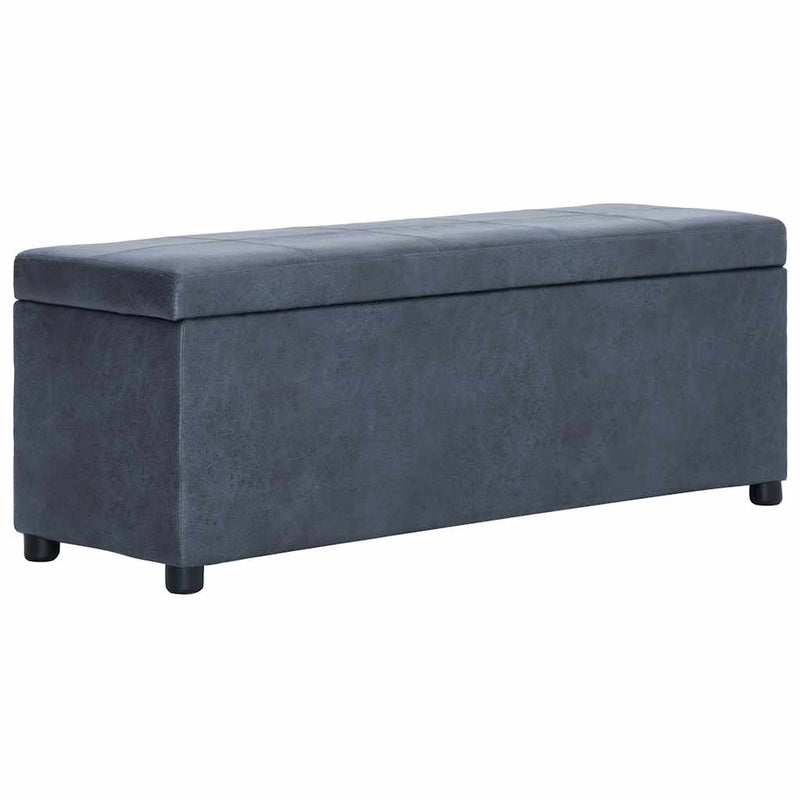 Banchetă cu depozitare, gri, 116 cm, piele întoarsă ecologică