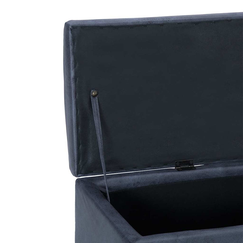Banchetă cu depozitare, gri, 116 cm, piele întoarsă ecologică