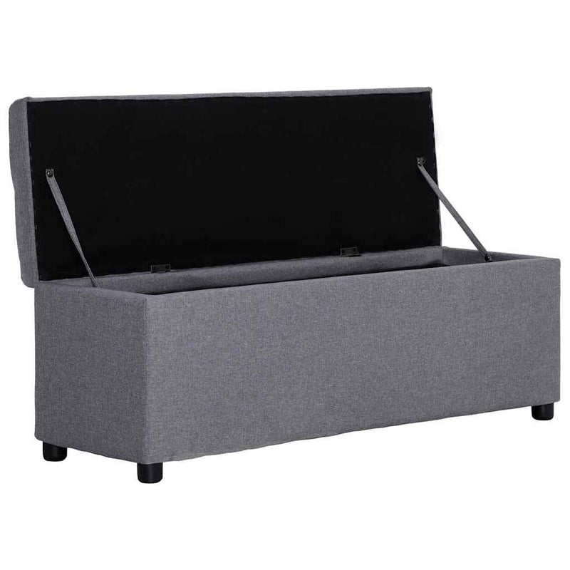 Bancă, compartiment de depozitare, gri deschis 116 cm poliester