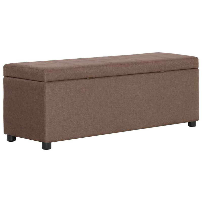Bancă cu compartiment de depozitare, maro, 116 cm, poliester