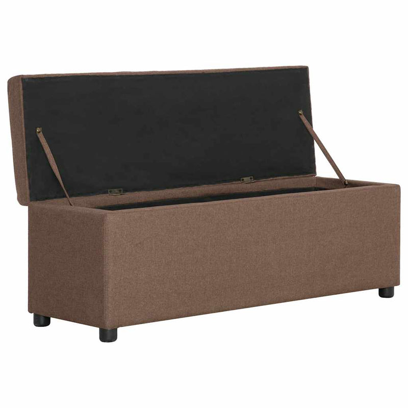 Bancă cu compartiment de depozitare, maro, 116 cm, poliester